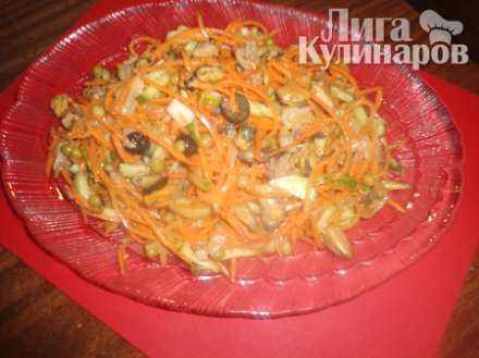 Салат из морепродуктов с корейской морковью На один зубок