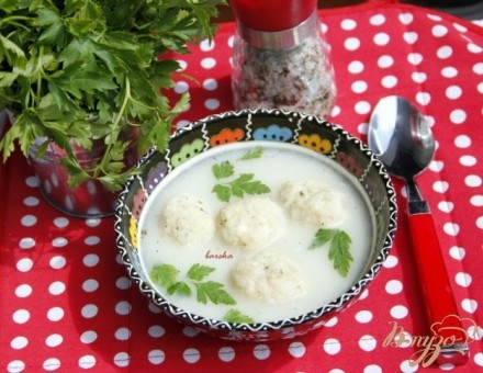 Греческий суп с творожно-рисовыми фрикадельками