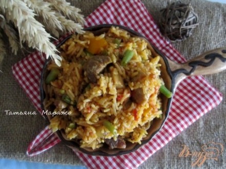 Рис со свининой и зеленой фасолью