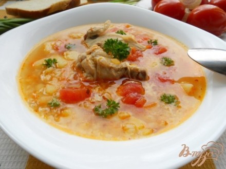 Суп куриный с маринованными помидорами