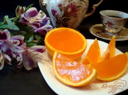 А-ля  апельсины  (желе в апельсиновых долькох.)
