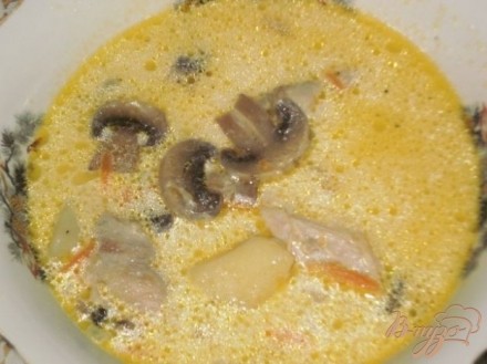 Сливочно-грибной суп с мясом