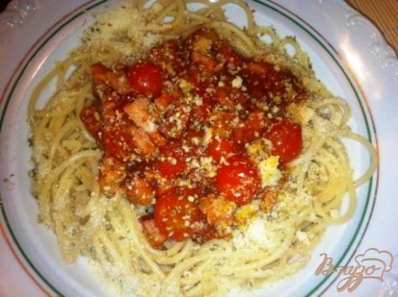 Спагетти  с ветчиной и пармезаном