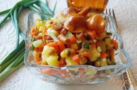 Овощной салат с маринованными опятами  Дарья