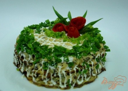 Кабачковый тортик с грибами